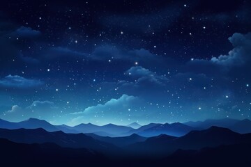 Obraz na płótnie Canvas a night sky with stars and clouds and a mountain range in the foreground with mountains in the foreground and a distant star filled sky with clouds and stars.