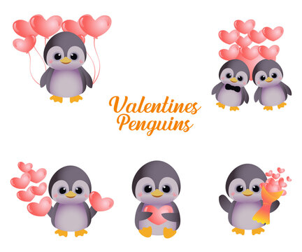 Valentines Penguins Clipart