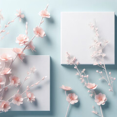 sakura in springtime solid mockup background. ai generative