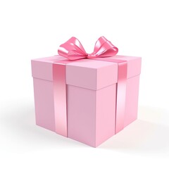 Obraz premium gift box with pink ribbons on a white background