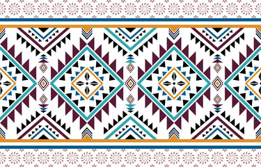 Ethnic southwest tribal Navajo ornamental seamless pattern fabric colorful design for textile printing