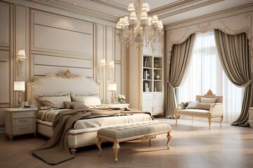 Interior design of modern elegant bedroom design generated by Ai