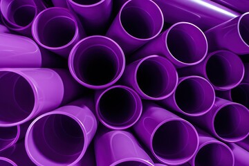  a large pile of purple plastic pipes stacked on top of each other in a pile on top of each other in a pile on top of another pile of purple plastic pipes.