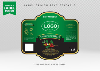 Coffee label design template editable text. Editable text label coffee design. Vector illustration