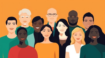 Diverse people from different cultures and races. Diversity, unity, equality and inclusion theme