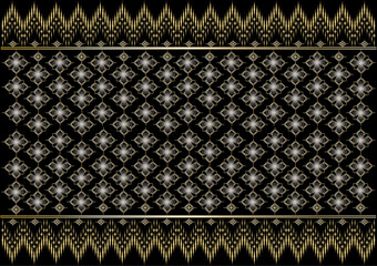 Abstract black background, luxurious gold Thai pattern for decorating fabric or paper or wallpaper or packaging.