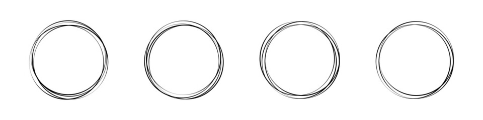 Hand drawn circles set. Doodle round circles. Doodle circle icons.