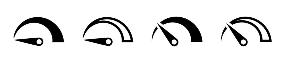 Speedometer vector icons. Car speedometer icons. Speed indicator icons. Dashboard icon set.