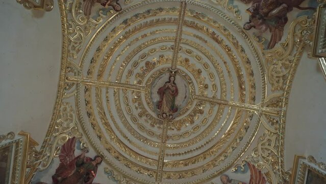 Interior Ceiling of Templo de Santo Domingo de Guzman Church and Convent in Oaxaca Mexico New Spanish Baroque Architecture