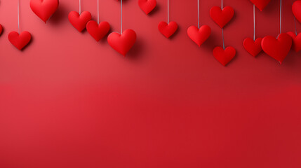 Walentynkowe czerwone abstrakcyjne pastelowe tło dla zakochanych par - miłość w powietrzu pełna serc.  Wzór do projektu baneru kocham - obrazy, fototapety, plakaty
