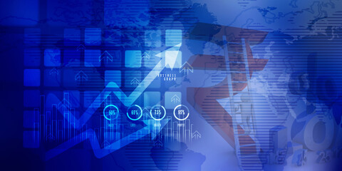 2d rendering Stock market online business concept. business Graph 

