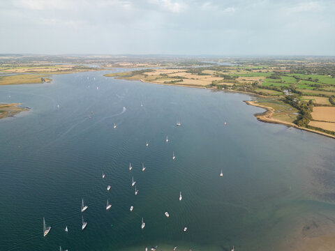 West Wittering Beach East Point fly over aerial view drone shot