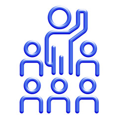 3d icon people raise hand up. symbol for business, worker