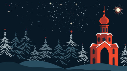 Fototapeta premium copy space, simple vector illustration, orthodox new year. Background illustration for the Orthodox New Year celebration. Orthodox church. Design for greeting card.