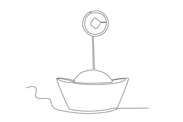 A Chinese New Year concept. Chinese new year one-line drawing