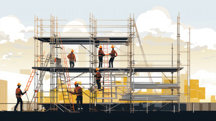 Scaffolding Safety: Workers on secure scaffolding