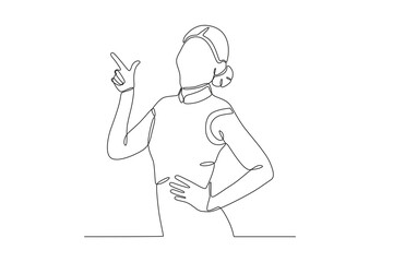 A woman poses at the festival. Chinese new year one-line drawing