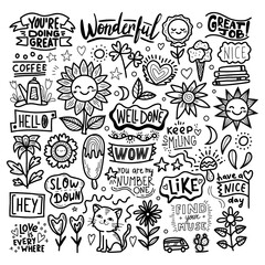 A collection of hand drawn vector doodle elements. Sketchy style of creative elements for a notebook.