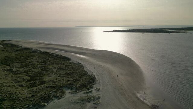 West Wittering Beach Early Evening Aerial View Drone shot 