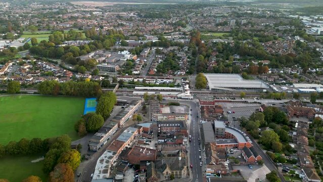Havant Train Station rotation to the right, Aerial View Drone Shot