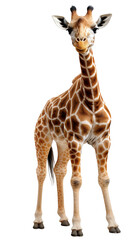 Full body giraffe keep head down isolated on a white background
