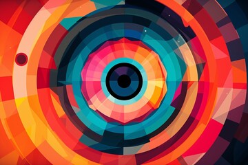 A colorful graphic with a circle in the middle