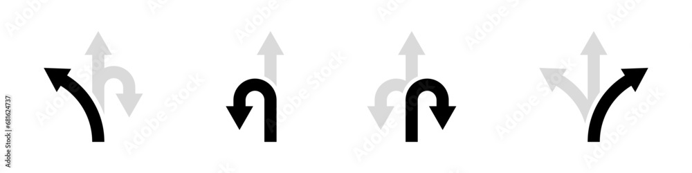 Wall mural navigation arrows. vector navigation arrows set. signboard icons. left, right, forward arrows.