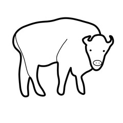 european bisson animal Hand drawn organic line doodle  