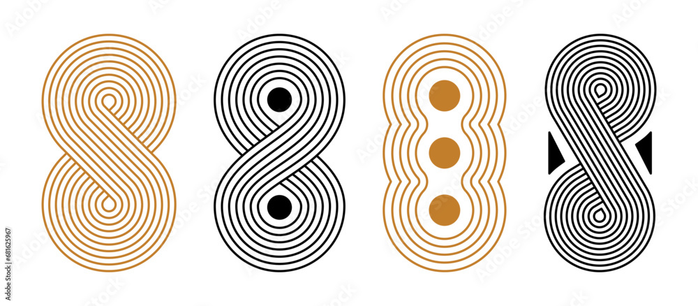 Poster Vector set of design elements and illustrations in simple minimalist linear style - abstract forms and shapes, wall art prints, minimalistic geometric posters