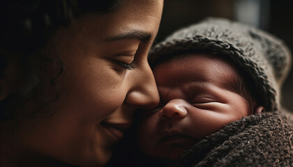 Newborn baby brings love and happiness to affectionate family portrait generated by AI