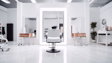 Isolated on a stark white background, the master on the beauty salon
