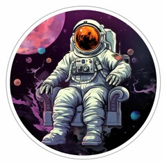 Astronaut in outer space. Astronaut Sticker. Sticker. Logotype.