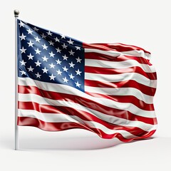 American Flag 3d illustration isolated on white background
