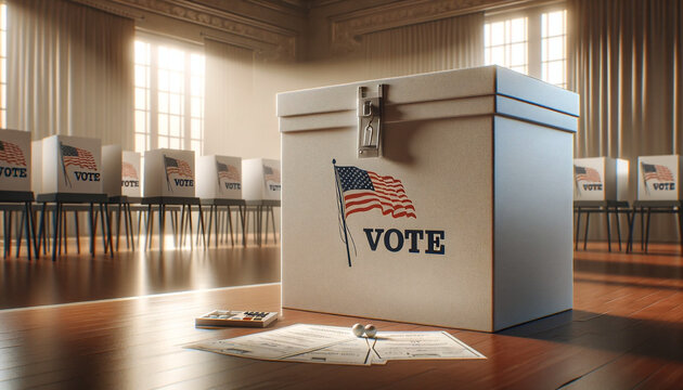 American Election Voting Background. Vector Background ballot box with the ballots. The text on the ballot box - vote. AI Generated.