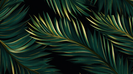 Fototapeta premium Tropical leaves gold and black, Dark Monstera, palm graphic design, Creative nature background, Minimal summer abstract jungle forest pattern, Luxury exotic botanical design cosmetics, illustration