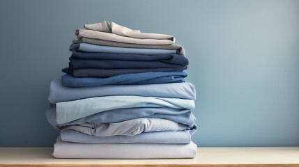 Assortment of blue textiles on a serene blue-gray background.