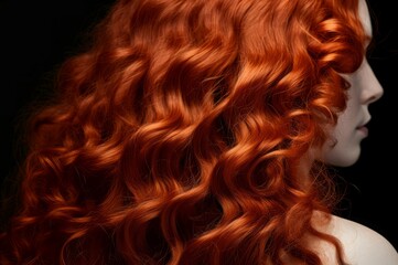 Healthy curly red hair portrait. Bright beauty hair salon styling wellness. Generate ai