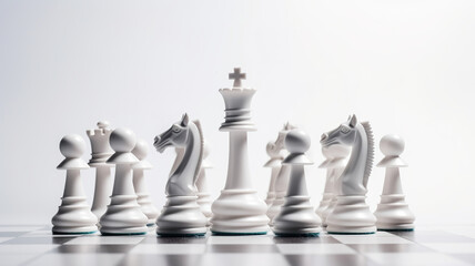 Chess figures on check, together with strategy and chess concepts