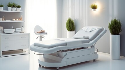 A body treatment machine in cosmetology center beauty clinic and salon, Modern methods for relaxing and caring for the skin using a body treatment machine in a white room.