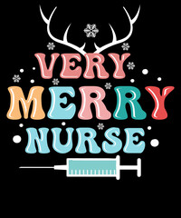 Very Merry Nurse Cute Christmas T Shirt Design  