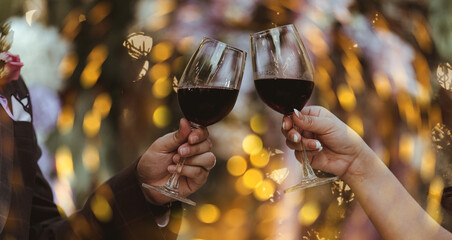 Two glasses red wine, Celebration and enjoying harvest time.  