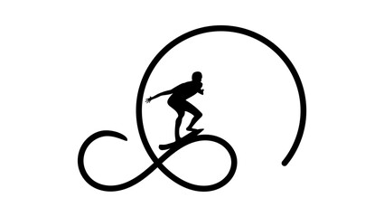 Obraz premium surfer logo, surfer on a wave against the background of the sun