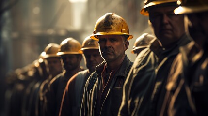 Group of workers working in metallurgical plant