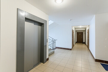 interior apartment public place, house entrance. doors, walls, staircase corridors