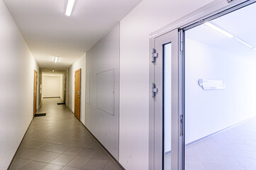 interior apartment public place, house entrance. doors, walls, staircase corridors