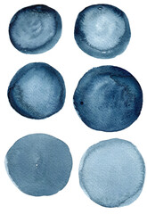 Blue watercolour circle shapes, artistic textures, organic shapes