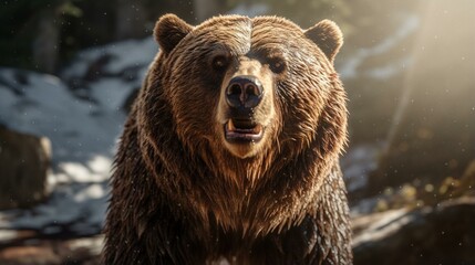 Obraz premium brown bear in the water