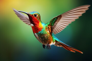 Fototapeta premium Colorful bird in flight colorful hummingbird in flight