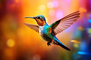 Fototapeta premium Colorful bird in flight colorful hummingbird in flight
