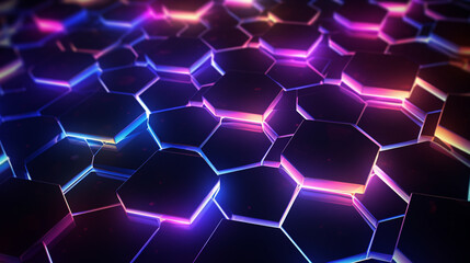Neon Hexagons Background. Neon background.